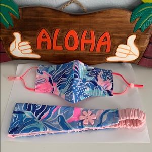 Lilly Pulitzer face mask and headband